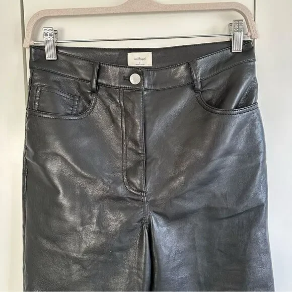 Aritzia Wilfred Free Black Faux Leather Melina Pant - Picture 4 of 6